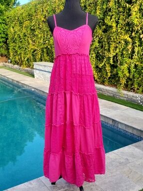 Bhanuni By Jyoti  Spaghetti-Strap Patchwork Lace Tiered Midi Dress